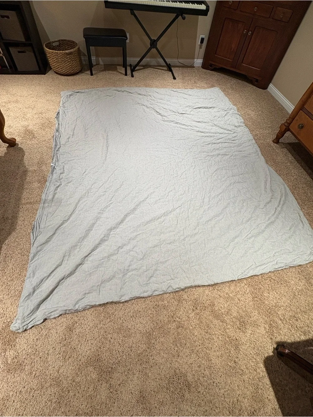 Pottery Barn Cal King /King Gray Flax Belgian Linen Duvet Cover